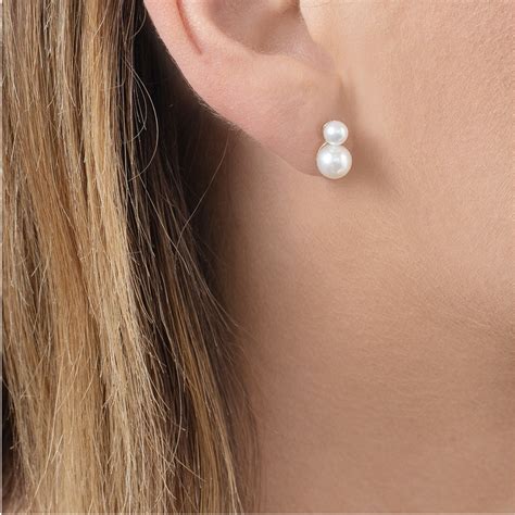Double Stud Pearl Earrings